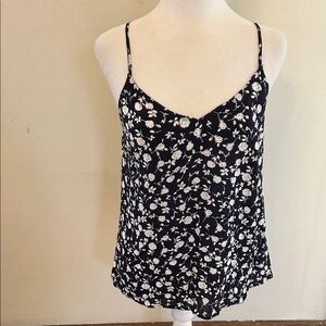 Skies Are Blue Navy & White Floral Back strap Cami Size S New